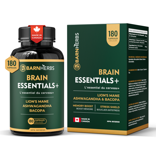 ALL-IN-ONE Brain Supplement | Lion’s Mane, Ashwagandha & Bacopa Monnieri | Natural Nootropic for Focus, Stress Relief & Memory Boost | 180 Capsules | Made in Canada