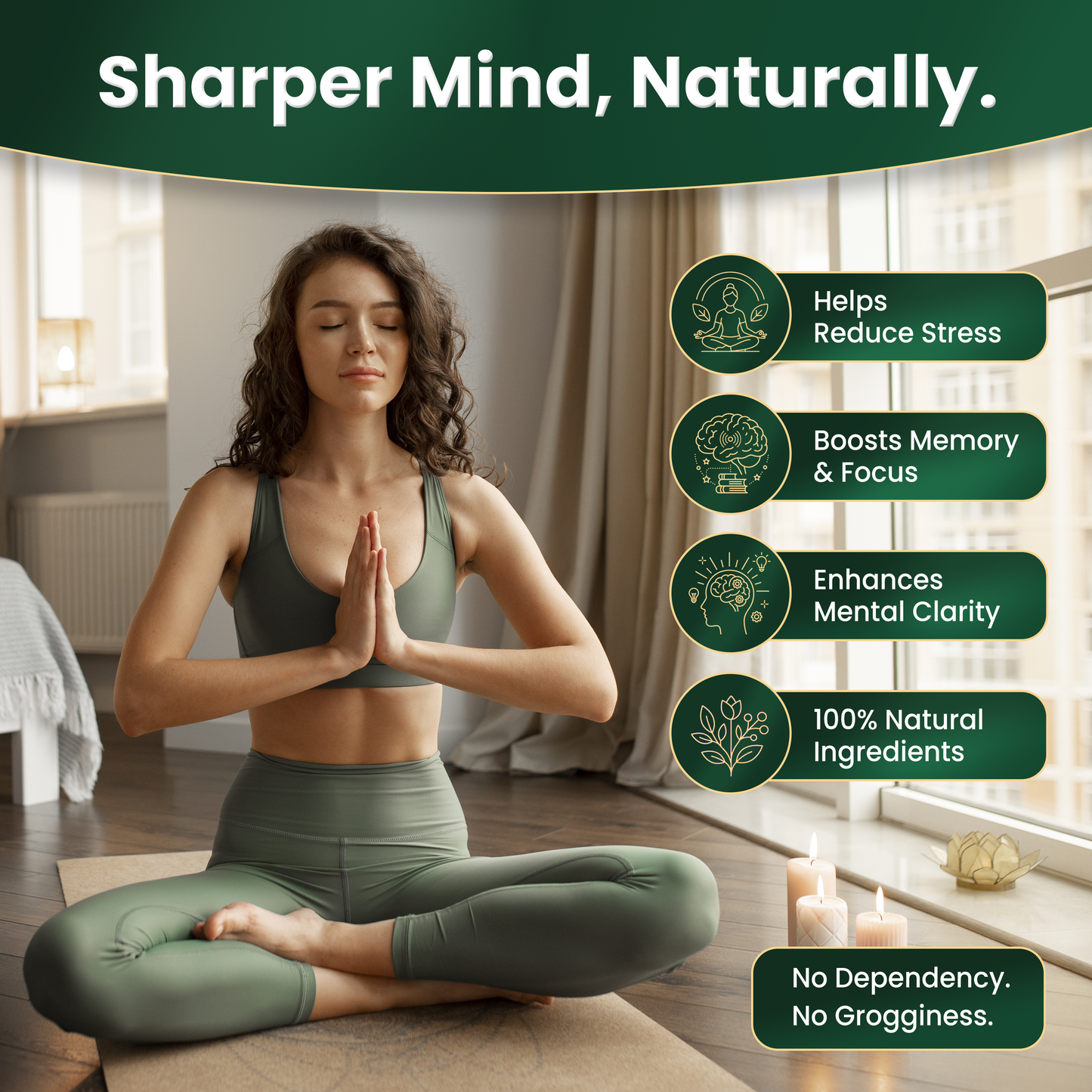 ALL-IN-ONE Brain Supplement | Lion’s Mane, Ashwagandha & Bacopa Monnieri | Natural Nootropic for Focus, Stress Relief & Memory Boost | 180 Capsules | Made in Canada